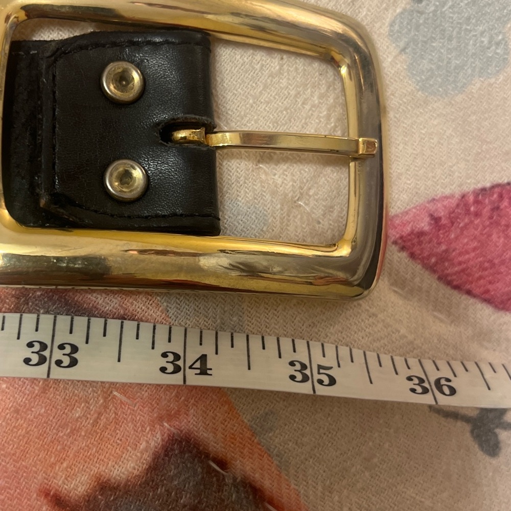 Vintage By George Details Brass Geometric Black Suede Belt EUC Size M 34 - Picture 4 of 8